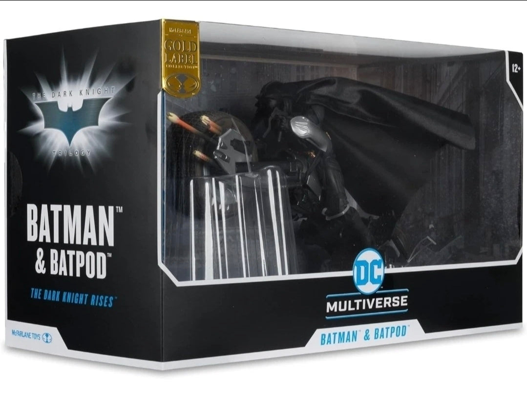 DC Multiverse Batman & Batpod The Dark Knight Rises Gold Label 7" Fig Mcfarlane