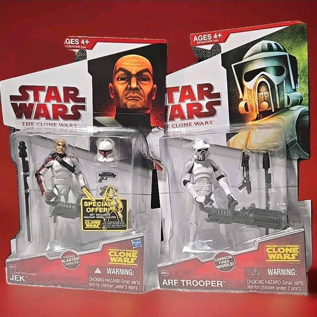 Star Wars The Clone Wars 2009 CW10 & 38 ARF Trooper & JEK Action Figure NEW